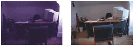 弱的光线使影像色彩单调并模糊不清